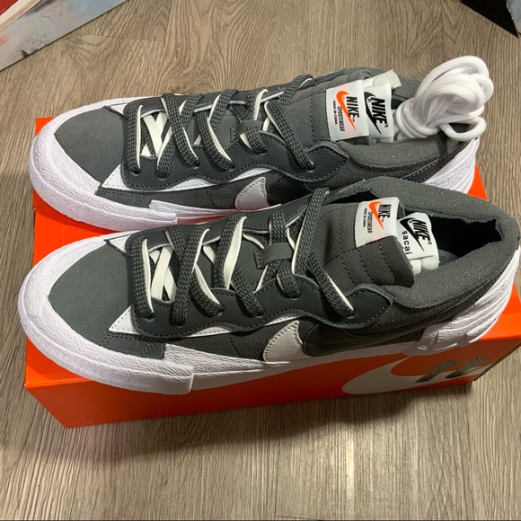 Nike x Sacai Blazer Low Iron Grey Shoes Size 10 - Picture 3 of 12